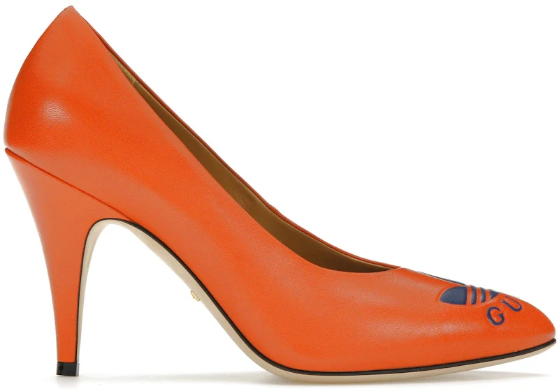 adidas x Gucci 95mm Trefoil Pump Orange Leather