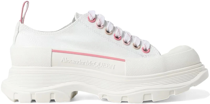 Alexander McQueen Tread Slick Low Lace Up White Soft Coral (Women's)