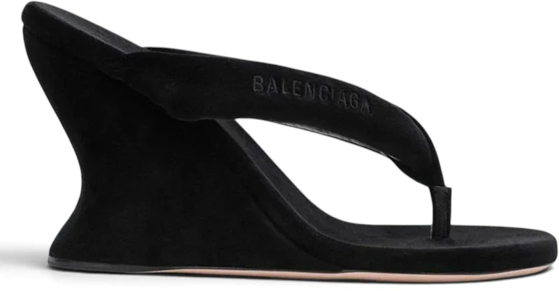 Balenciaga Velvet Geata Wedge Thong Sandal Black (Women's)