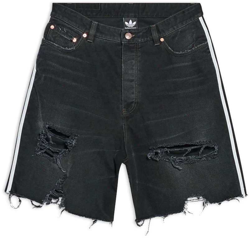 Balenciaga x adidas Unisex Denim Baggy Shorts Black