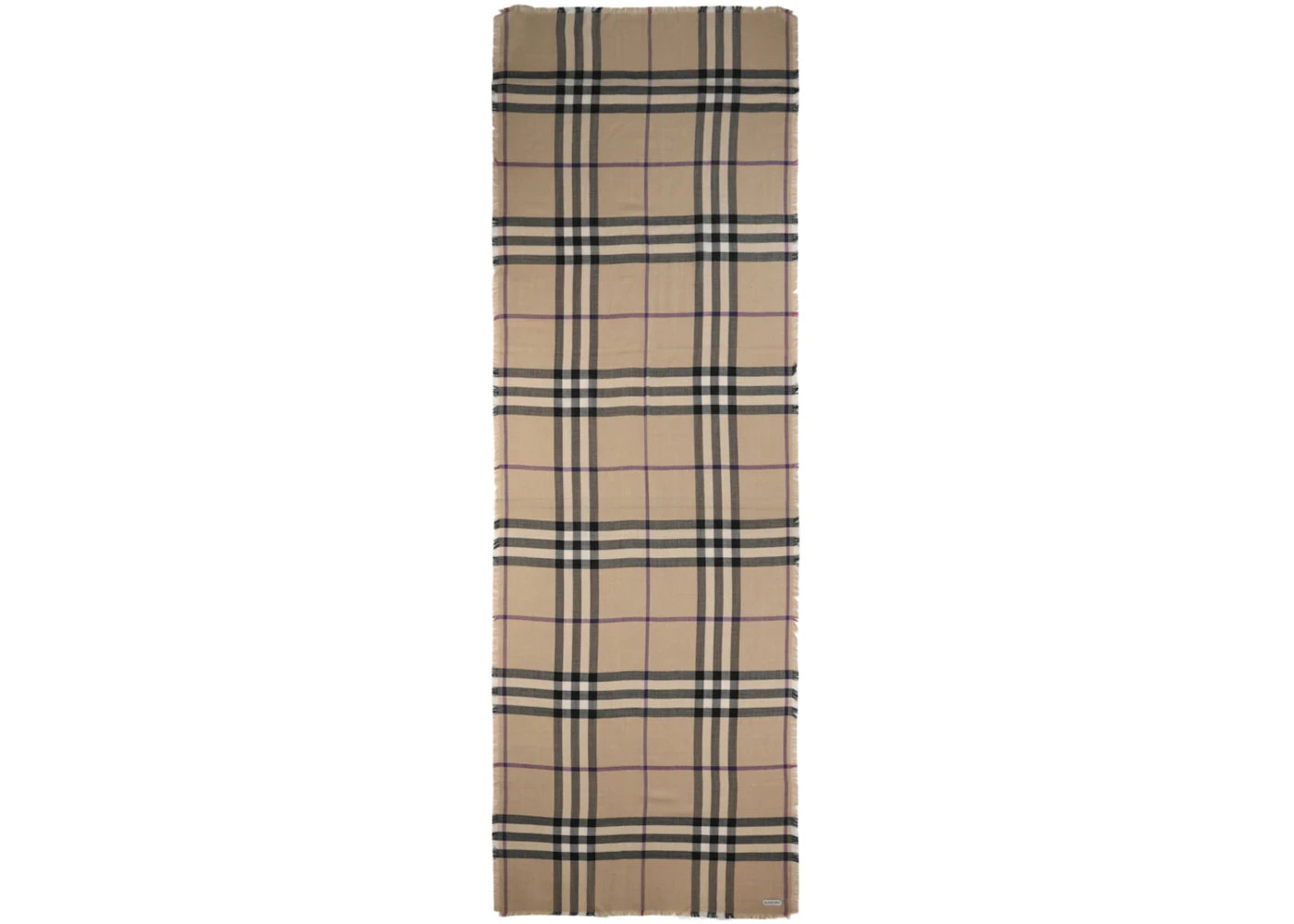 Burberry Large Check Gauze Scarf Sand Lichen