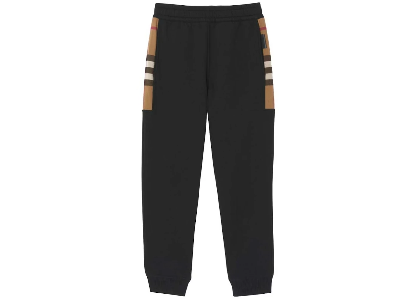 Burberry Milo Cotton-Blend Check Panel Sweatpants Black