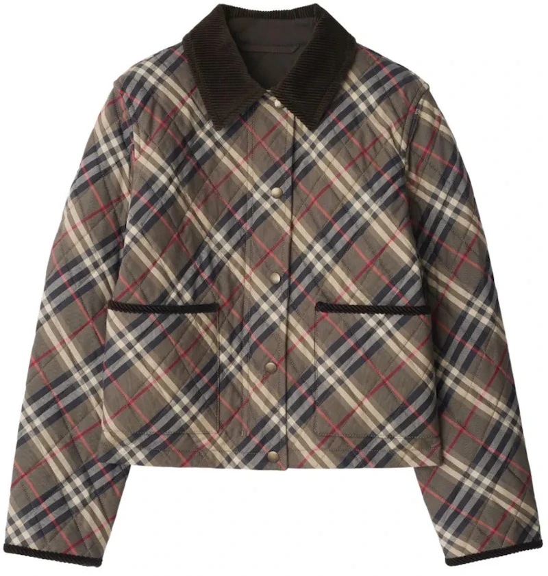Burberry Oldham Chk Jacket Moss Brown Ink Grey