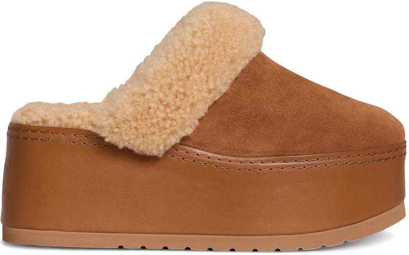Celine Dana Wedge Mule Cognac Shearling (Women's)