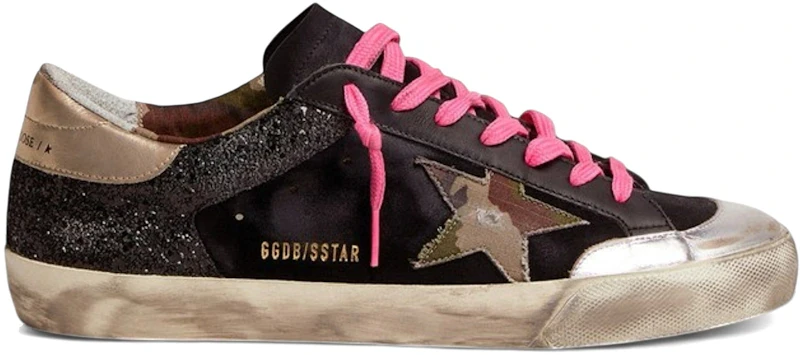 Golden Goose Super-Star Black Glitter Camouflage Star