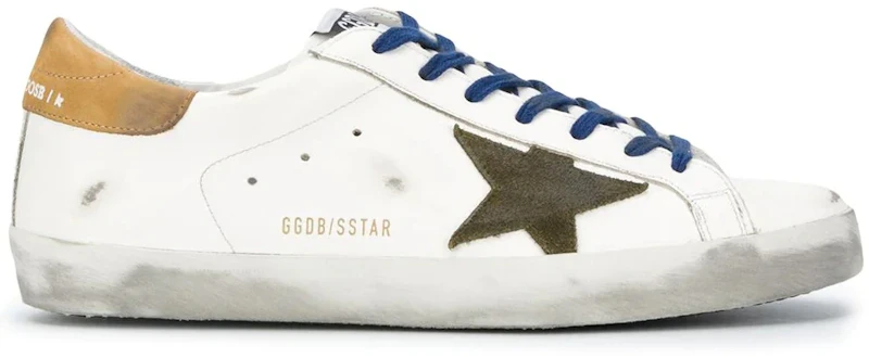 Golden Goose Super-Star White Vacchetta Tan Dill Green Patch