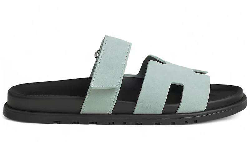 Hermes Chypre Sandal Bleu Glacier Suede Goatskin