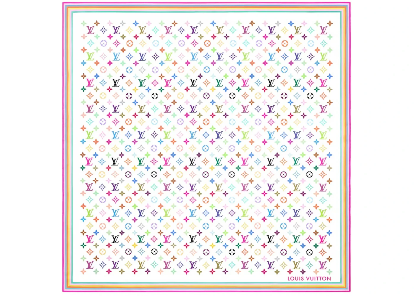 Louis Vuitton x Takashi Murakami Monogram Multicolor Square 90 White Multicolored