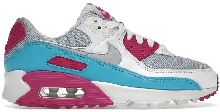 Nike Air Max 90 White Vivid Pink Light Blue Fury (Women's)