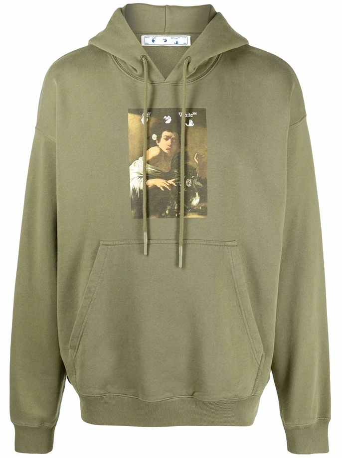 OFF-WHITE Caravaggio Boy Bitten By A Lizard Skate Hoodie Green/Multi