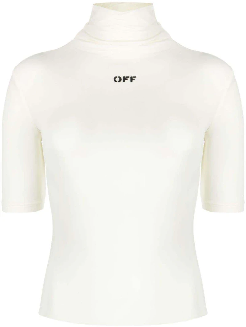 OFF-WHITE Logo-Print Mock-Neck Top White