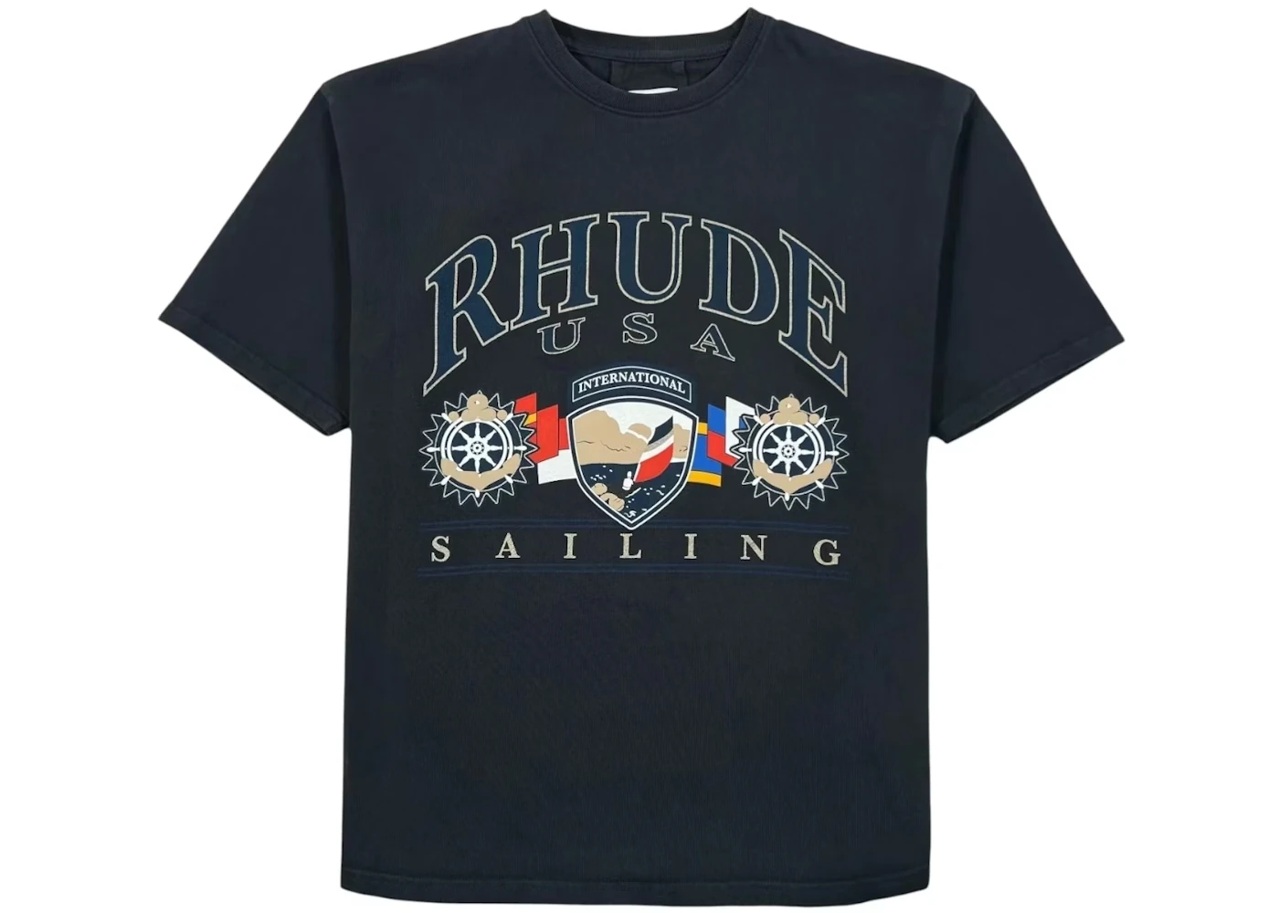 Rhude Usa Sailing Icon T-shirt Vintage Black/White